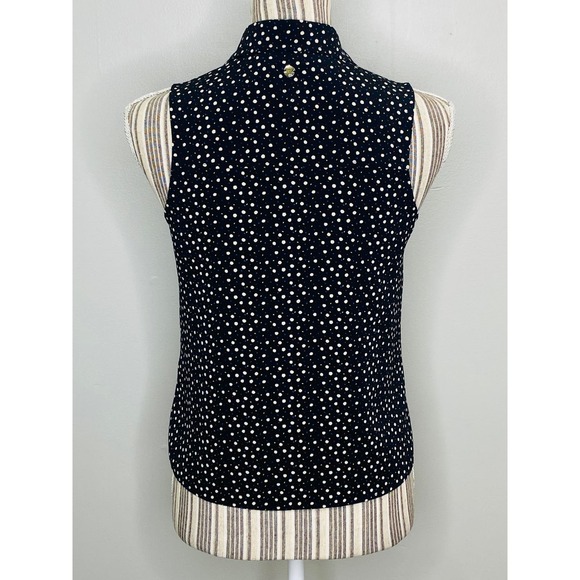 IKKS Polka Dot Button Down Collared Tank Top Women Size Small Career Casual Work - Picture 5 of 10